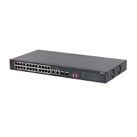 картинка dahua dh-s3226-24et-240 24-портовый неуправляемый коммутатор с рое, 24xrj45 100mb poe, 2хкомбо sfp/rj45 1gb uplink, суммарно 240вт, коммутация 8.8 гбит/с, mac-таблица 8к от магазина Tovar-RF.ru
