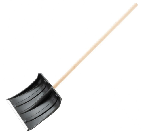 картинка Лопата РОССИЯ Лопата для уборки снега пластиковая, 380х385х1420 мм, деревянный черенок 615745 от магазина Tovar-RF.ru