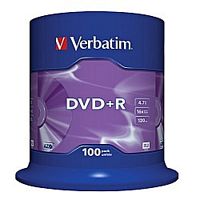 картинка verbatim  диски dvd+r  4.7gb 16-х, 100шт, cake box (43551) от магазина Tovar-RF.ru