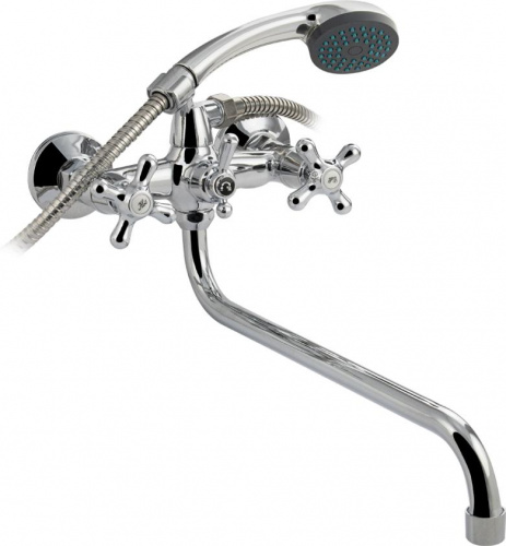 картинка Смеситель для ванны MAYFAIR 87308 Смеситель в ванную металлокерамика с шаровым переключением, ручка крест с длинным изливом от магазина Tovar-RF.ru