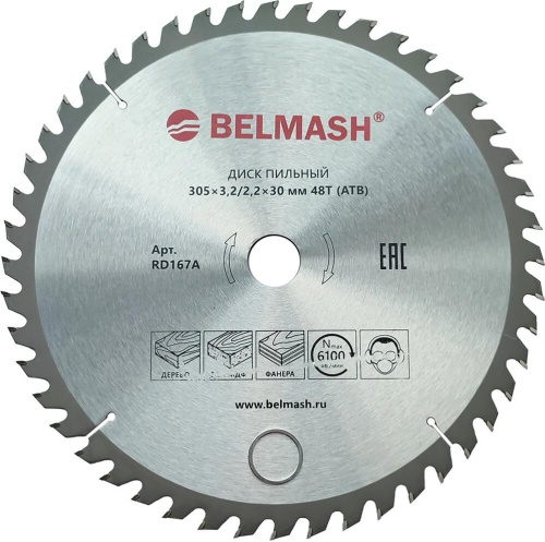 картинка Диск пильный BELMASH Диск пильный 305x3,2/2,2x30 48T от магазина Tovar-RF.ru