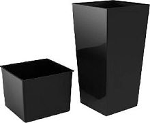 картинка Кашпо PROSPERPLAST Кашпо URBI SQUARE DURS265-S433 антрацит 2пр 11 и 26,6л от магазина Tovar-RF.ru