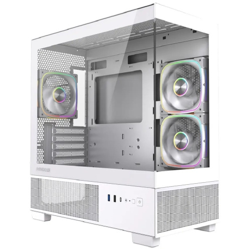 картинка Powercase Корпус Vision Micro S3W, Tempered Glass, Type-C, 3x 120mm ARGB PWM Fan, белый, mATX  (CVMMSW-A3) от магазина Tovar-RF.ru