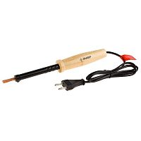 картинка Электропаяльник ЗУБР "МАСТЕР" с деревянной рукояткой и долговечным жалом, форма клин 60Вт [55405-60] от магазина Tovar-RF.ru