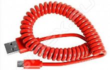 картинка usb кабель smartbuy (ik-12sp) red usb - micro usb спиральный 1м красный от магазина Tovar-RF.ru