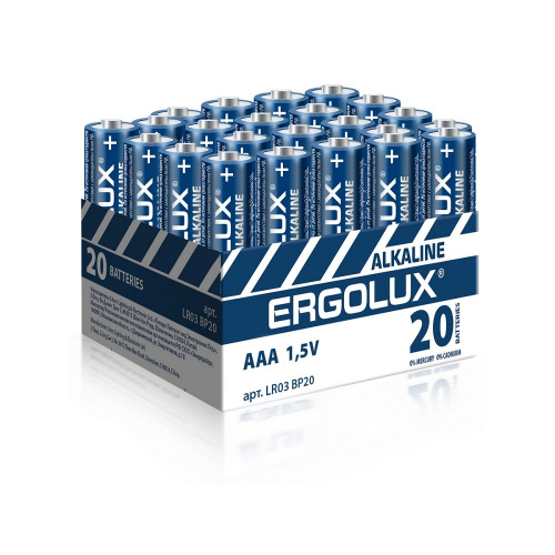 картинка Ergolux.. LR03 Alkaline BP20 ( LR03 BP20, батарейка,1.5В)(20 шт. в уп-ке) от магазина Tovar-RF.ru