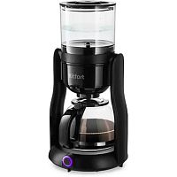 картинка кофеварка капельная, kitfort, кт-7136, мощность 680 вт, объем резервуара для воды 480 мл, съемный контейнер для воды есть, градуировка колбы нет, используемый кофе молотый, цвет черный от магазина Tovar-RF.ru