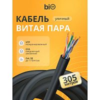 картинка кабель витая пара bion bcl-u5451-301 u/utp, кат.5e, 4x2x0,51мм awg24, cca, одножильный, pe, для внешней прокладки, 305м, черный от магазина Tovar-RF.ru