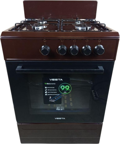 картинка плита газовая vesta bergamo vgg 6021.1 коричневая от магазина Tovar-RF.ru
