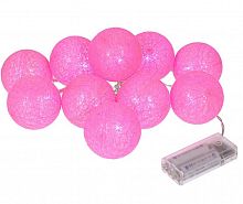 картинки электрогирлянда vegas 55167 электрогирлянда нить с хлопковыми шарами 10 розовых led ламп, прозрачный провод, мерцание, 1,5 м + 0,5 м шнур, 2*аа (не в комплекте) / 20 от магазина Tovar-RF.ru
