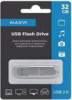 картинка maxvi p1 32gb silver, монолит с колпачком, abs пластик, usb 2.0 от магазина Tovar-RF.ru
