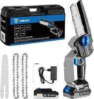 картинка Пила цепная аккумуляторная DEKO DKCHS 20V, 6", 20В, 2x2.2Ач, 2 шины и 3 цепи в кейсе 083-2014 от магазина Tovar-RF.ru