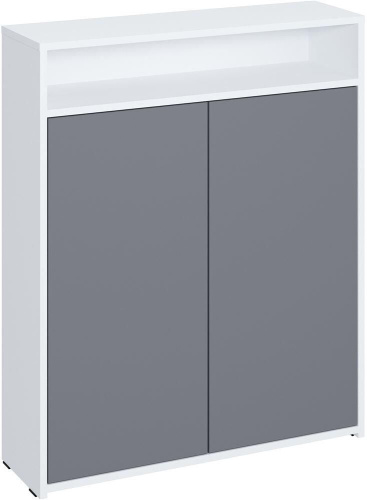картинка Модульная мебель МЕБЕЛЬ-КОМПЛЕКС ЛАЙТ Тумба для обуви 2-х дверная с полками Белый / Серый шифер (1 кор.) от магазина Tovar-RF.ru