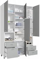 картинка детская мебель polini шкаф трехсекционный kids mirum 2330 белый-серый (4 кор.) от магазина Tovar-RF.ru
