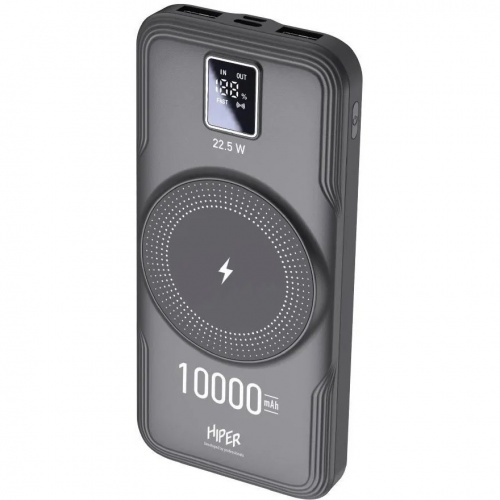 картинка hiper air 10000 мобильный аккумулятор 10000mah qc pd 3a беспров.зар. черный (air 10000 black) от магазина Tovar-RF.ru