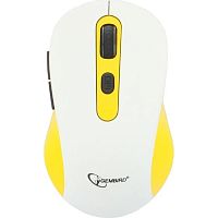 картинка gembird musw-221-y {мышь беспров., белый/жёлтый, 5кн.+колесо-кнопка, 800/1200/1600dpi, 2.4ггц, трехуровневая система энергосбережения} от магазина Tovar-RF.ru