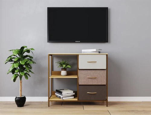 картинка Комод LESET Локи Комод 3 ящ. С полками Бежевый/Светло-коричневый/Темно-коричневый LESET Локи 3 ящ. С полками Бежевый/Светло-коричневый/Темно-коричневый от магазина Tovar-RF.ru