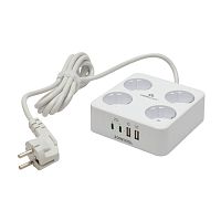 картинка cablexpert сетевой фильтр plate plt-4-c2u2-w-2 (4р, 10а, 2xtype-c pd, 20вт, 2xusb, 2м, ур.защиты 4+) белый, коробка {22564} от магазина Tovar-RF.ru