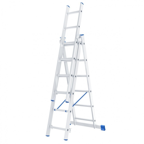 картинка СИБРТЕХ Лестница, 3 х 6 ступеней, алюминиевая, трехсекционная, Россия [97816] от магазина Tovar-RF.ru