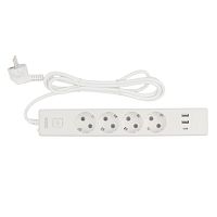 картинка powercube бытовой удлинитель (pc-6-2m) 4р с/з вык.,3usb, 3500 вт, 16а, 1.9 м, 3*1,0 (белый) {22305} от магазина Tovar-RF.ru