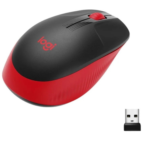 картинка мышь logitech m190, оптическая, беспроводная, usb, черный и красный [910-005926] от магазина Tovar-RF.ru
