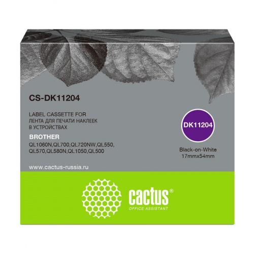 картинка картридж ленточный cactus cs-dk11204 черный для brother p-touch ql-500, ql-550, ql-700, ql-800 от магазина Tovar-RF.ru