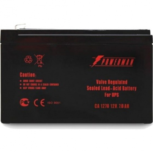 картинка батарея powerman battery ca1270, напряжение 12в, емкость 7ач,макс. ток разряда 105а, макс. ток заряда 2.1а, свинцово-кислотная типа agm, тип клемм f2, д/ш/в 151/65/94, 2.2 кг./ battery powerman batter от магазина Tovar-RF.ru