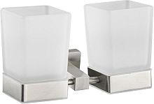 картинка GFMARK 87160 Стакан + стакан стеклянный матовый, с креплением к стене из нержавеющей стали, с квадратным основанием, цвет САТИН от магазина Tovar-RF.ru