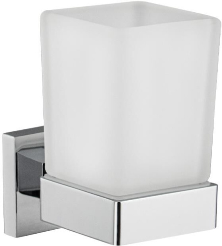 картинка GFMARK 84005 Стакан стеклянный с креплением к стене, на квадратном основании, цвет ХРОМ от магазина Tovar-RF.ru