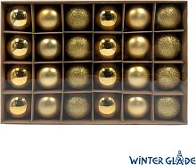 картинка Набор ёлочных шаров WINTER GLADE Набор ёлочных шаров пластик, 6 см, 24 шт, золотой микс, 6024G001 от магазина Tovar-RF.ru