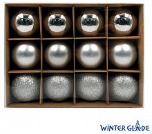 картинка Набор ёлочных шаров WINTER GLADE Набор ёлочных шаров пластик, 6 см, 12 шт, серебряный микс, 6012G002 от магазина Tovar-RF.ru