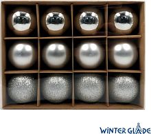картинка Набор ёлочных шаров WINTER GLADE Набор ёлочных шаров пластик, 6 см, 12 шт, серебряный микс, 6012G002 от магазина Tovar-RF.ru