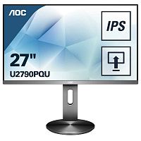 картинка lcd aoc 27" u2790pqu черный/серый с поворотом экрана  ips 3840x2160 5ms 178/178 350cd 50m:1 hdmi1.4 hdmi2.0 displayport1.2 2xusb3.0 mm  от магазина Tovar-RF.ru