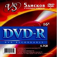 картинка диски vs dvd+r 4,7 gb 16x конверт/5 (vsdvdprk501) (620465) от магазина Tovar-RF.ru