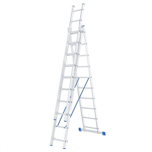 картинка СИБРТЕХ Лестница, 3 х 10 ступеней, алюминиевая, трехсекционная, Россия [97820] от магазина Tovar-RF.ru