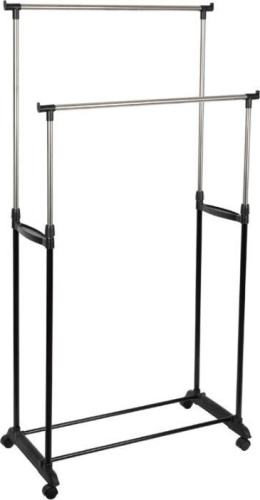 картинка РЫЖИЙ КОТ Вешалка напольная CR465 на колёсах 2 перекладины, размер: 81*42*96*170 см (312172) РЫЖИЙ КОТ CR465 (312172) от магазина Tovar-RF.ru