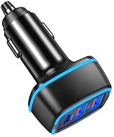 картинка автомобильное зарядное устройство avs uc-742 usb 3 порта (usb qc 3.0 + pd type c) от магазина Tovar-RF.ru