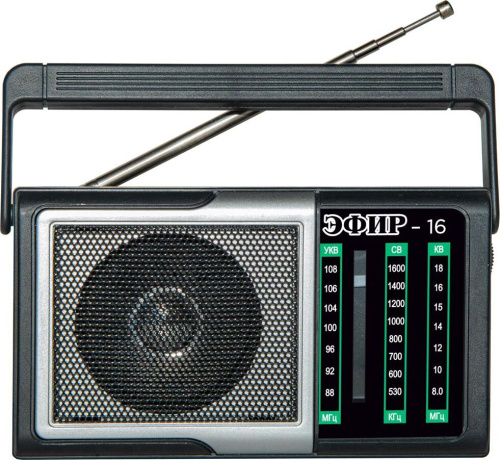 картинка радиоприёмник эфир-16 укв 88-108мгц, св 530-1600кгц, кв, 2*aa, акб 500maч эфир-16 укв 88-108мгц, св 530-1600кгц, кв, 2*aa, акб 500maч от магазина Tovar-RF.ru