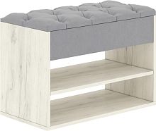 картинка Тумба для обуви BONMEBEL Дения Тумба для обуви Дуб Крафт белый/ТК Серая (1 кор.) от магазина Tovar-RF.ru