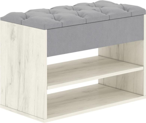 картинка Тумба для обуви BONMEBEL Дения Тумба для обуви Дуб Крафт белый/ТК Серая (1 кор.) от магазина Tovar-RF.ru