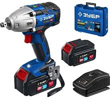 картинка ЗУБР  Т7, 20 В, 500 Н·м, 2 АКБ (4 А·ч), бесщеточный гайковерт, кейс, Профессионал  [GB-500-42] от магазина Tovar-RF.ru