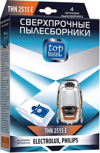 картинка top house thn 2515 е сверхпрочные нетканые пылесборники с антибактериальной обработкой, 4 шт (392463) top house thn 2515 е сверхпрочные нетканые пылесборники с антибактериальной обработкой, 4 шт (392463) от магазина Tovar-RF.ru