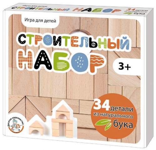 картинка детские игры десятое королевство конструктор деревянный строительный набор 34 эл. 04312 от магазина Tovar-RF.ru