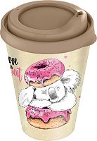 картинка стакан homver izi-go с крышкой 420мл с декором (бежевый) 221133827/01от магазина Tovar-RF.ru