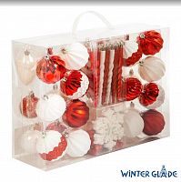 картинка Набор ёлочных шаров WINTER GLADE Набор ёлочных шаров, пластик, красный/белый микс, 51 шт в упаковке, 90251G309 от магазина Tovar-RF.ru
