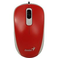 картинка genius мышь dx-110, usb, оптическая, разрешение 1000 dpi, 3 кнопки, кабель 1.5m, для правой/левой руки цвет: красный от магазина Tovar-RF.ru