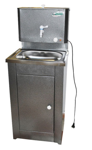 картинка Умывальник ЧИСТЮЛЯ бак полимерное покр. с ЭВН+мойка нерж. серебро от магазина Tovar-RF.ru