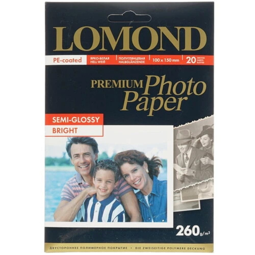 картинка 1103302  LOMOND  Полуглянцевая фотобумага 10x15, 260г/м2, 20 л. от магазина Tovar-RF.ru