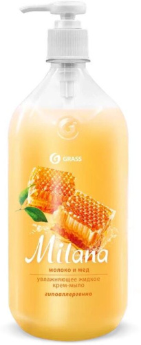 картинка GRASS 126101 Milana молоко и мед с дозатором (флакон 1000мл) от магазина Tovar-RF.ru