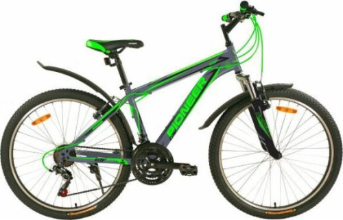 картинка велосипед pioneer city 26"/16" gray-black-greenот магазина Tovar-RF.ru